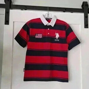 U.S. POLO ASSN. BOYS STRIPED  LOGO PIQUE POLO SHIRT